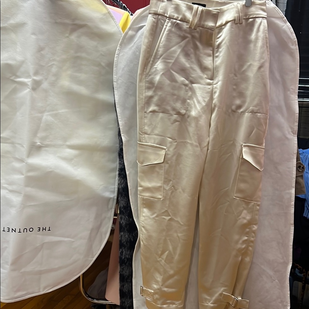 Cream Ankle-Length Relaxed Fit Pants